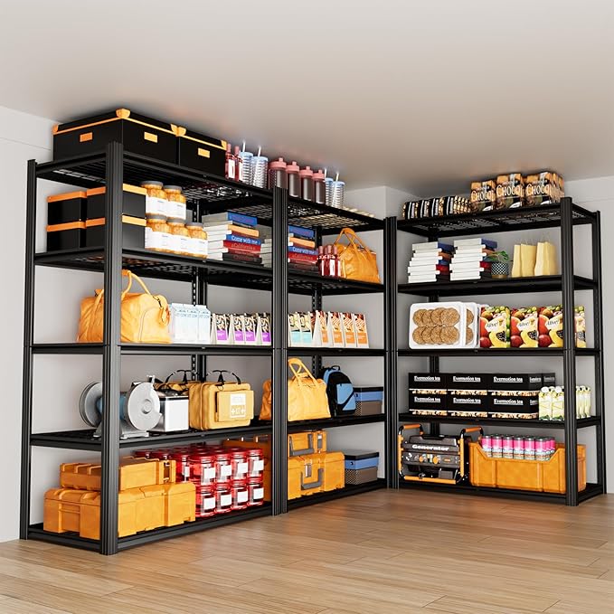 48" W Garage Shelving Heavy Duty,2800LBS Storage Shelves,5-Tier Adjustable Metal Shelving Utility Shelf Rack Garage Storage Organize for Storage Industrial, Warehouse, Basement