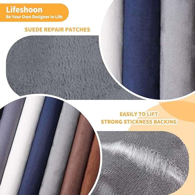 Fabric Repair Patches, 17X158 Inch Self-Adhesive Suede Patches Tape Durable, DIY Large Fabric Repair for Sofa, Couches, Furniture, Chair, Clothing （17X158 Inch, Black）