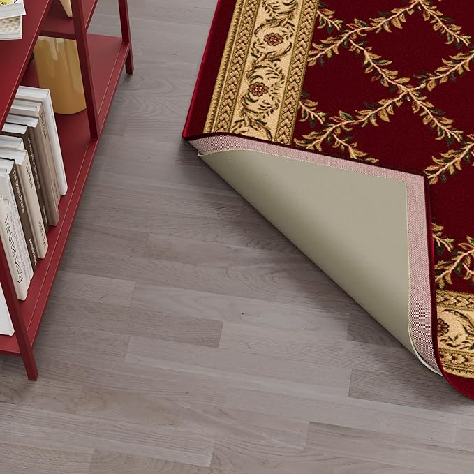 Ottomanson 7'8" x 11' Non-Slip Rug Pad Gripper 1/12 Inch Ultra Thin Dual Surface Felt + Rubber Gripper - Safe for All Floors, Cream