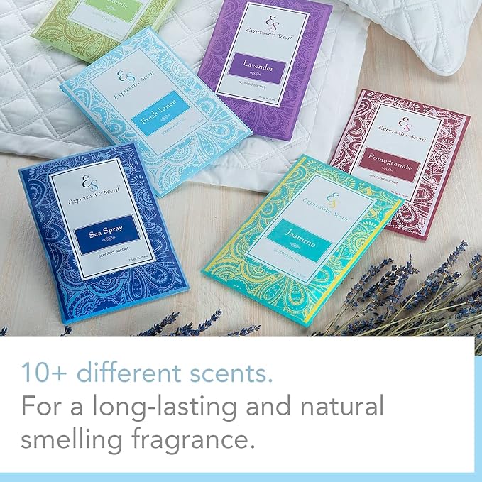 Expressive Scent – Home Fragrance Aromatic Sachets: Premium Long-Lasting Aroma, for Drawers Dressers Closets Car Kitchen, Pomegranate