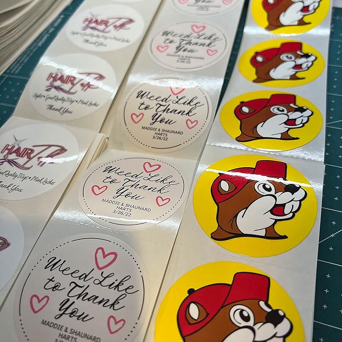 150 Custom Circle/Square BOPP Roll Labels- Personalized Stickers for Business Logo, Party, Wedding Favor, Baby Shower-Any Design Text + Image, Matte/Gloss Finish (3 Inch Square)