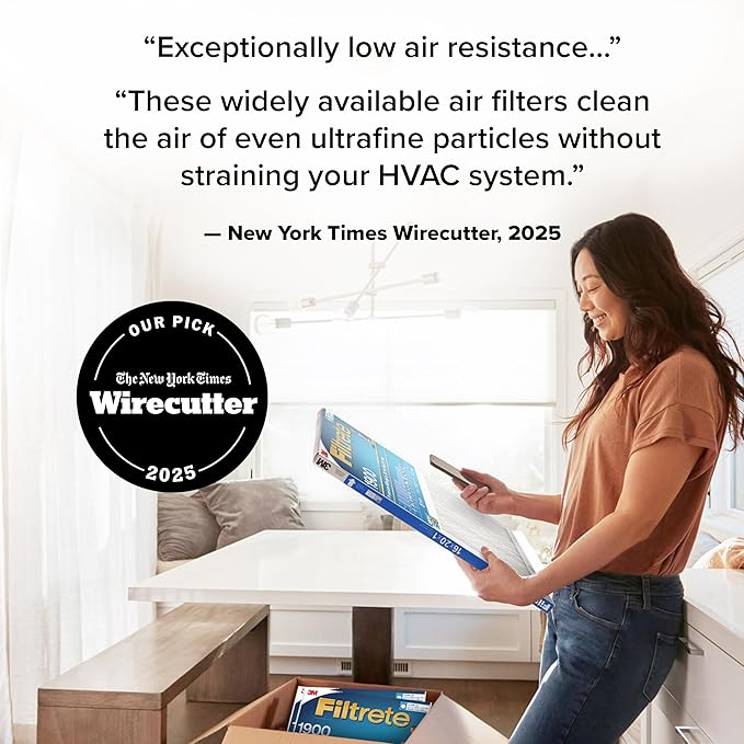 Filtrete 24x30x1 AC Furnace Air Filter, MERV 13, MPR 1900, Premium Allergen, Bacteria & Virus Filter, 3-Month Pleated 1-Inch Electrostatic Air Cleaning Filter, 6-Pack (Actual Size 23.81x29.81x0.78 in)