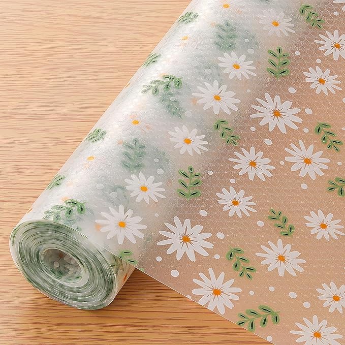 INNOLITES Shelf Liner – Cabinet & Drawer Liner Non-Adhesive – Waterproof Oil-Proof – Durable EVA with Floral for Kitchen Cabinets Refrigerator – BPA-Free, Easy to Cut 11.8" x 236"