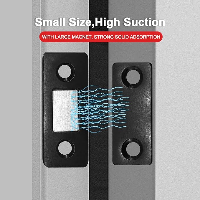 Cabinet Magnetic Catch, 6 Pack Black Ultra Thin Magnetic Cabinet Door Catch, Adhesive Cabinet Magnets for Kitchen Drawer Cabinet Door Closet, Concealed Strong Magnetic Cabinet Latch