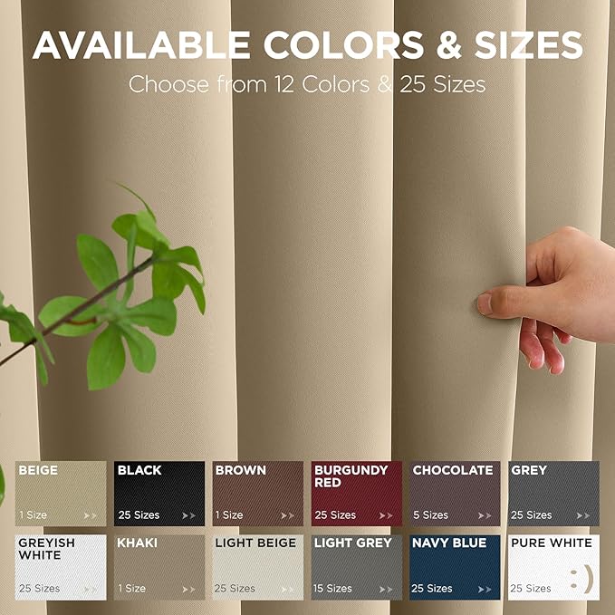 Joydeco Blackout Door Curtain for Doorway Privacy 78 Inches Long, Grommet Closet Curtain for Open Closet, Room Divider for Bedroom Living Room (Light Beige, 40Wx78L, 1 Panel)