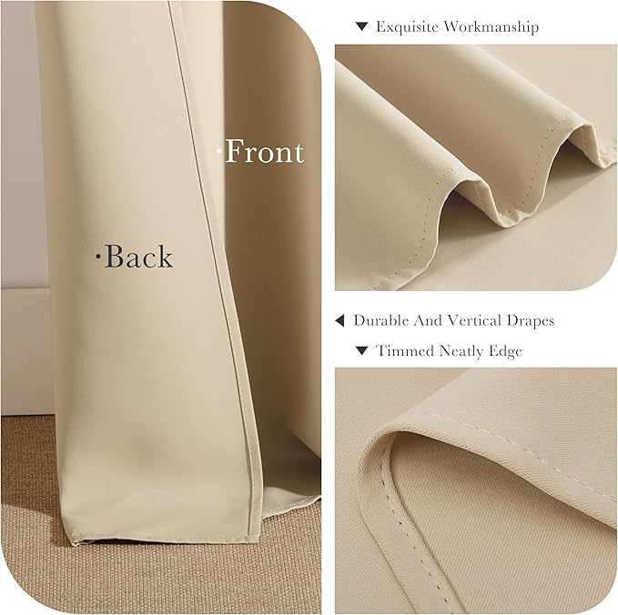 PONY DANCE Window Curtains Set - Room Darkening Home Decor Window Treatments Grommet Drapes Light Block for Dorm/Living Room, Each Panel 42 Wide by 54 Long inch, Biscotti Beige, Set of 2