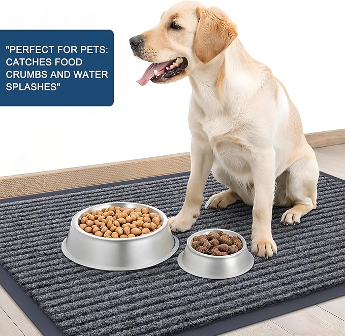 OLANLY Front Door Mat Indoor Outdoor Entrance, Waterproof Heavy Duty Doormat, Fade Resistant, Low Profile, Easy Clean Patio Porch Welcome Floor Mats for Entry, 35x23, Grey