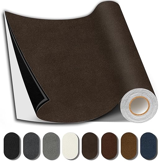 Suede Repair Patch, 35X79 Inch Fabric Large Repair Tape, Self-Adhesive Patches for Furniture, Sofa, Car Interior, Shoes, Hand Bag, Clothing (Coffee, 35X79 Inch)