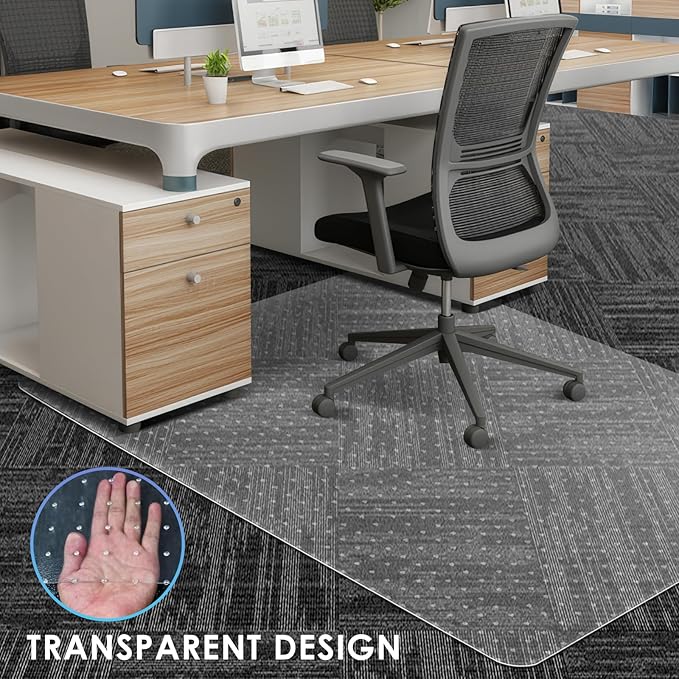 Vicwe Office Chair Mat for Carpeted Floors, 48"X36" Rectangle Desk Chair Mats with Studs for Low and No Pile Carpeted Floors, Easy Glide Computer Desk Chair Mat for Home & Offices
