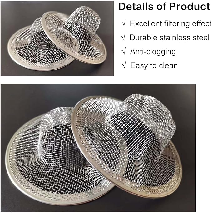 20Pcs Small Drain Mesh Basket, 2.125'' Bathroom Sink Drain Strainer Screen Mesh Sink Strainer Hair Catcher Drain Filter Cover for Bathtub Lavatory RV Laundry Shower Floor Utility Sink Drain