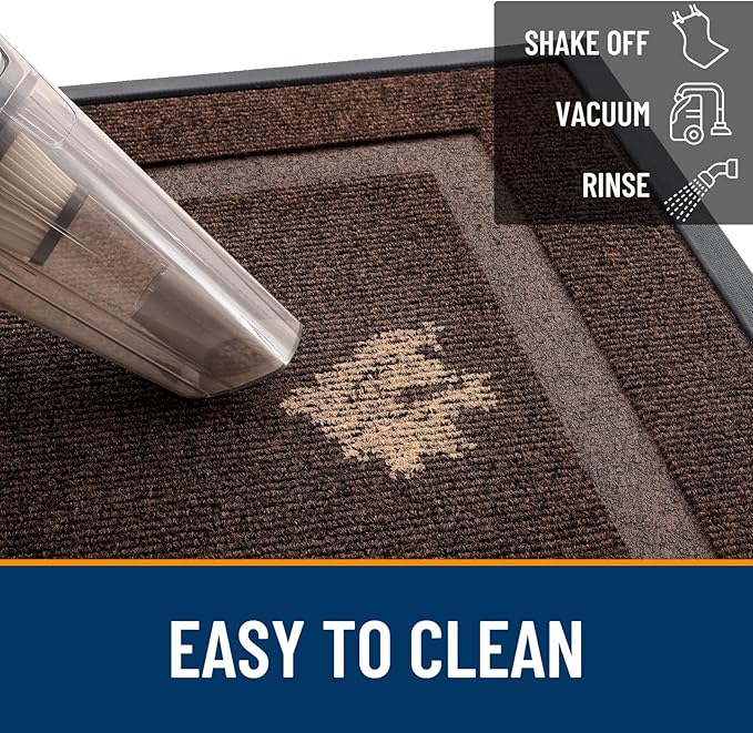 OLANLY Front Door Mat Indoor Outdoor Entrance, Waterproof All-Season, All-Weather Doormat, Sturdy Natural Rubber, Fade Resistant, Low Profile, Easy Clean Patio Porch Entryway Mat, 71x23, Dark Brown