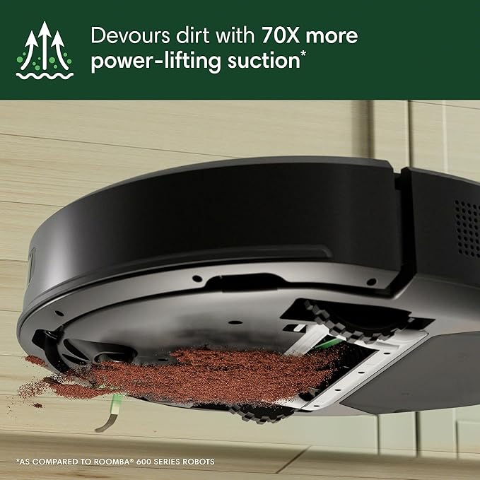 iRobot Roomba 104 Vac Robot Vacuum - Intense Power-Lifting Suction, Smart & Fast Home Mapping, Ideal for Pet Hair, LiDAR Navigation, Multi-Surface Cleaning, Cleans in Neat Rows, Self-Charging