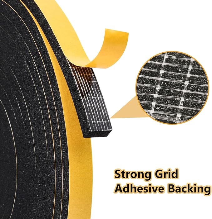 32Feet Weather Stripping Seal (2 Inch X 1/16 Inch) for Door Window, High Density Foam Tape, Soundproofing, Insulation Strip, Door Sealers for Door Frame- Black