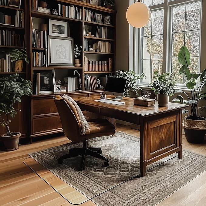 Office Chair Mat for Carpet & Hardwood, Upgraded 29" x 42" Dual Use Tempered Glass Chair Mat for Chair and Footrest Under Desk