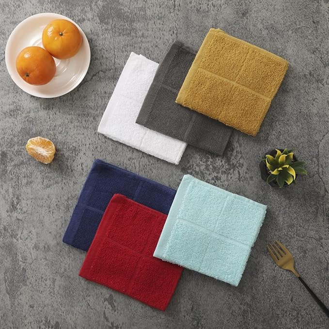 Glynniss Dishcloths Kitchen Highly Absorbent Dish Rags 100% Cotton Dish Cloths for Washing Dishes (Aqua Sky)