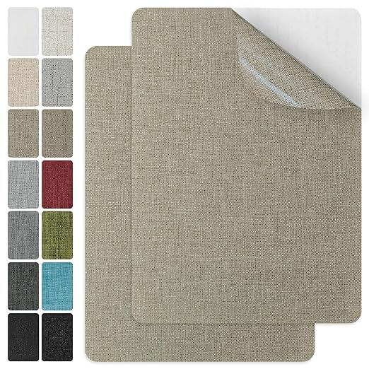 J.CARP 2Pcs Linen Repair Patches, Large Self-Adhesive Fabric Patch for Sofas, Couch, Furniture, Car Seats (8 * 11 inches-2PCS Khaki)
