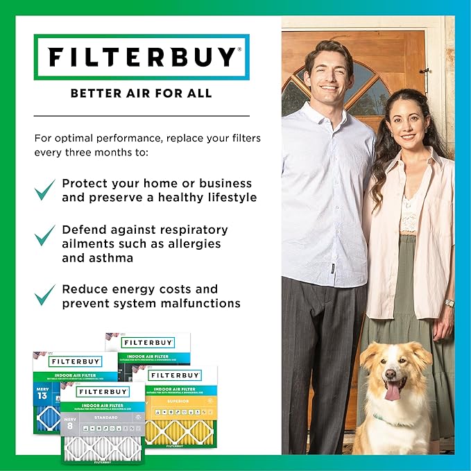 Filterbuy 19x19x1 Air Filter MERV 11 (MPR 1200) Allergen Defense Replacement (4-Pack), Electrostatic Pleated HVAC AC Furnace Filters, Made in USA (Actual Size: 19.00 x 19.00 x 0.75)