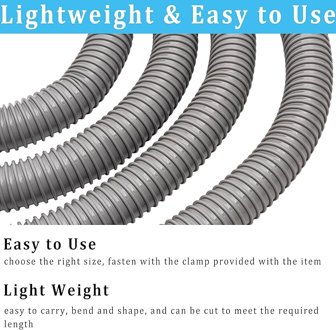 Dust Collection Hose 2 in × 5 ft Heavy Duty Flexible PVC Reinforced Thicken Helix Suction Discharge Corrugated Pipe Hose for Fume Dust Collector Fitting Wood Chip Saw (2 inch gray hose)