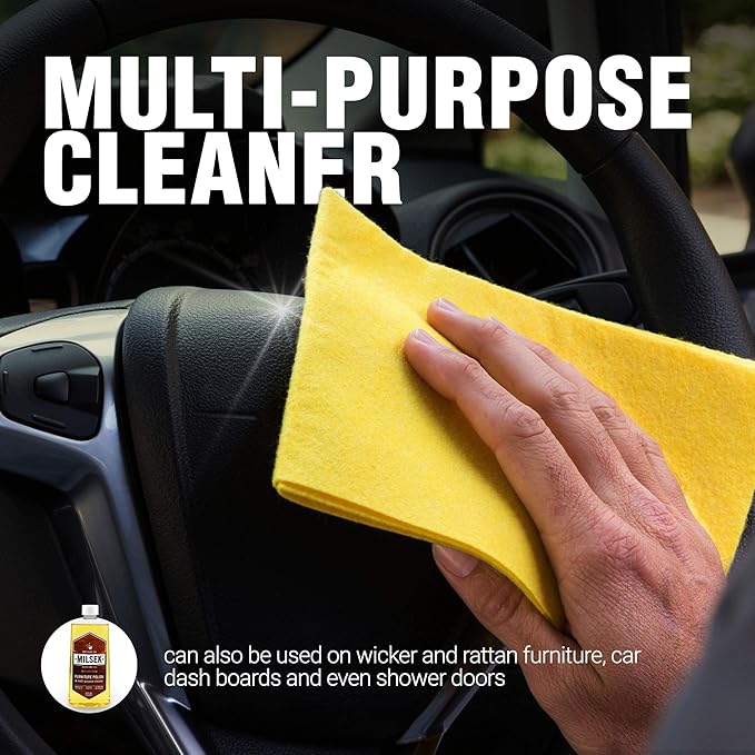 Milsek Furniture Polish and Wood Cleaner with Lemon Oil - Multipurpose Solution for Home Improvement from Hardwood Floors to Kitchen Cabinets - 12 Fl Oz (Pack of 12)