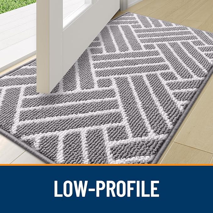 OLANLY Runner Indoor Door Mat, 59x23 Inch, Dirt Resistant and Absorbent, Non-Slip Rubber Backing Floor Mats, Easy Clean Low-Profile Doormat for Entryway, Front Door, and Inside Entrance, Grey