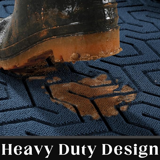 Yimobra Large Door Mat Outside Entrance 47x24, Waterproof Heavy Duty Outdoor Mats for Front Door, Non Slip Rubber Entry Mat for Garage Patio, Easy Clean, Blue