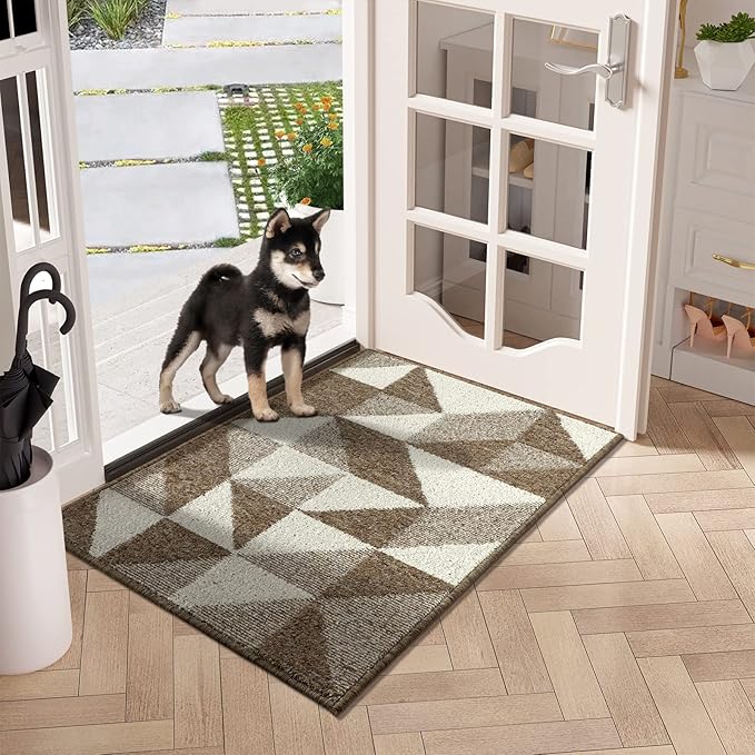 hicorfe Indoor Doormat,24"x35" Front Back Door Mat Rubber Backing Non Slip Door Mats,Low-Profile Absorbent Resist Dirt Entryway Doormat Inside Floor Mats for Entrance