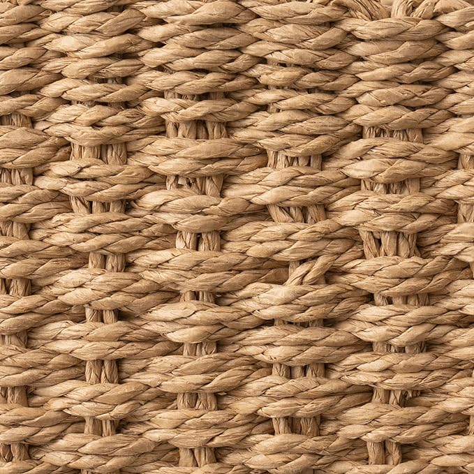 LA JOLIE MUSE Small Wicker Baskets for Organizing, Recycled Paper Rope Storage Basket Container Bins for Shelves Bathroom Cupboards Drawer, Decorative Square Basket Organizer Set of 3