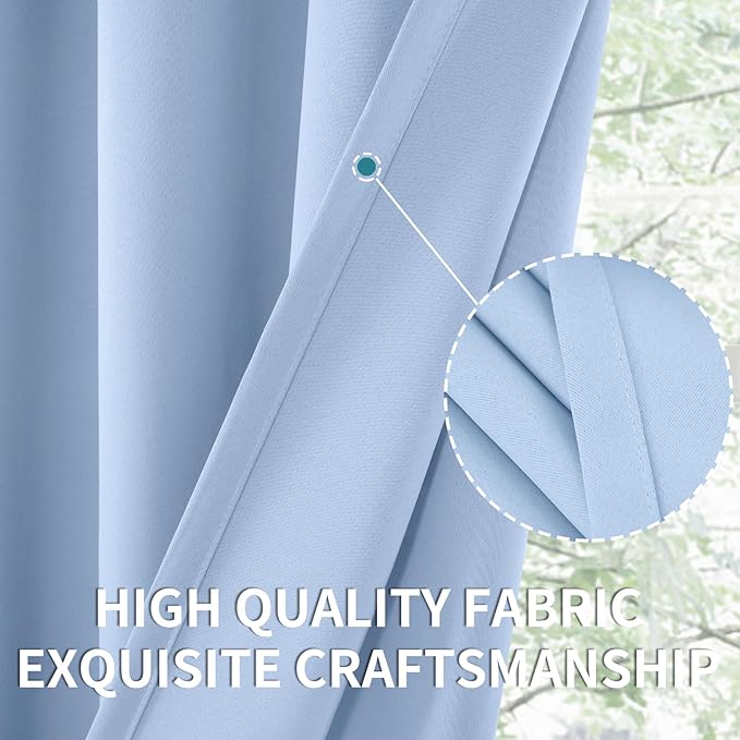 BGment Baby Blue Room Darkening Curtains 84 Inch Length for Kids Bedroom - Thermal Insulated Drapes with Rod Pocket Darkening Privacy for Living Room, 42 x 84 Inch, 2 Panels