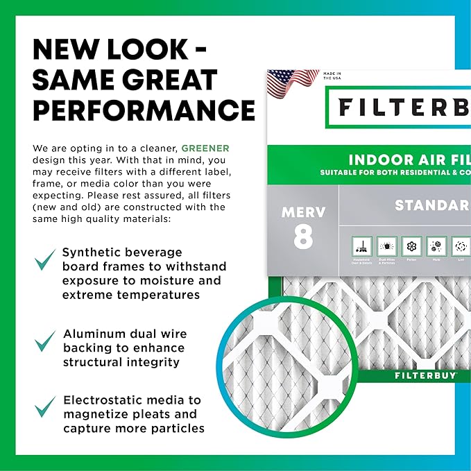 Filterbuy 14x20x4 Air Filter MERV 8 (MPR 700) Dust Defense Replacement (6-Pack), Electrostatic Pleated HVAC AC Furnace Filters, Made in USA (Actual Size: 13.50 x 19.50 x 3.63)