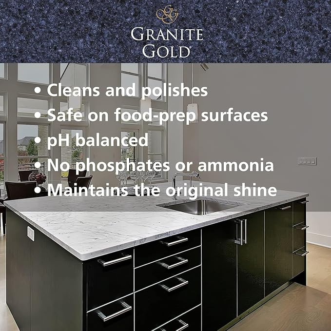 Granite Gold Quartz Clean & Shine Streak-Free Cleaner Deeps Cleans and Polishes All Quartz Surfaces Including Silestone, LG, and More, 64 Fluid Ounces and 2 x 24 Fluid Ounces