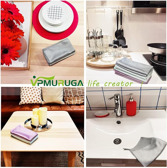Fish Scale Streak Free Magic Glass Window Car Mirror Microfiber Cleaning Cloth Cleaner Cloths,Lint Free Stainless Steel Windshield Shower Cleaning Cloth,Miracle Polishing Towels Shiny Wipes,Pack 6,Mix
