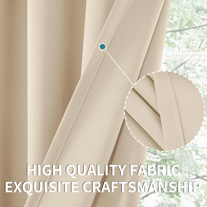 BGment Champagne Blackout Curtains for Bedroom 84 Inches Long - Thermal Insulated Room Darkening Curtain for Living Room, 42 x 84 Inch, 2 Panels