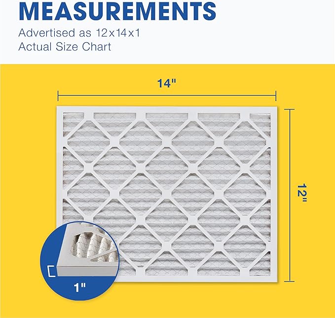 Aerostar 12x14x1 MERV 8 Pleated Air Filter, AC Furnace Air Filter, 6 Pack (Actual Size: 12" x 14" x 1")