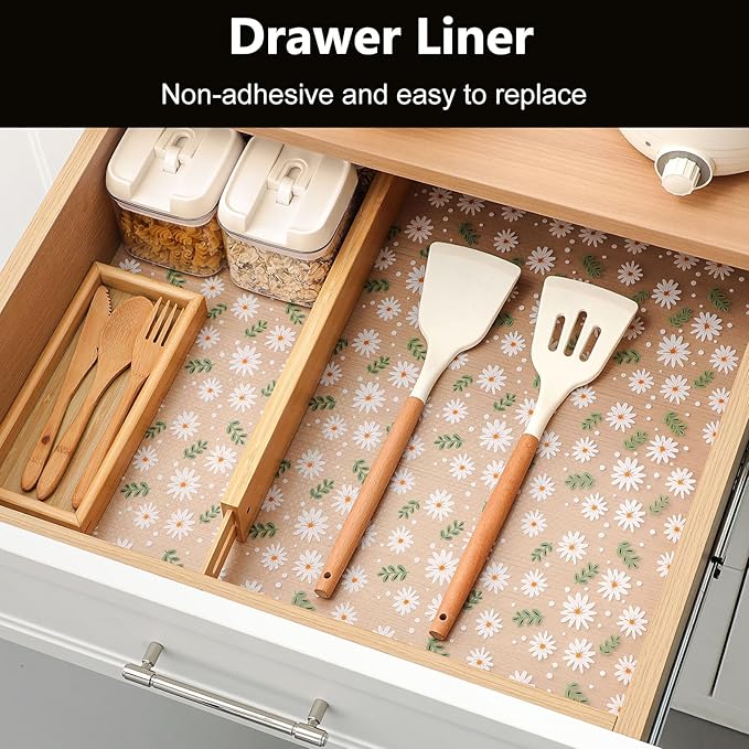 INNOLITES Shelf Liner – Cabinet & Drawer Liner Non-Adhesive – Waterproof Oil-Proof – Durable EVA with Floral for Kitchen Cabinets Refrigerator – BPA-Free, Easy to Cut 11.8" x 360"