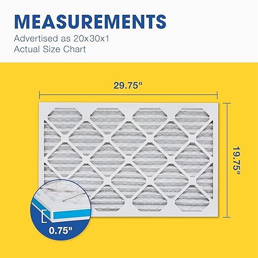 Aerostar 20x30x1 MERV 11 - 6 Count - Pleated HVAC, Furnace & Air Conditioner Filters - Removes Dust, Cold & Flu Germs, Lint, Mold, Pet Dander, Allergy-Causing Pollen, Smog & Smoke