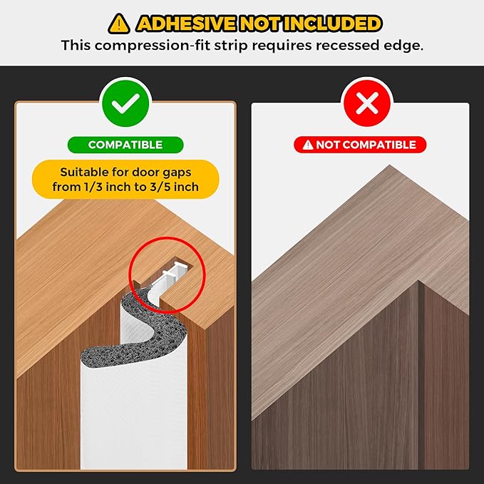 Weather Stripping Door Seal Strip - Soundproof Q Foam for Door Frame, Exterior Large Gap - Easy to Install (White, 50FT)