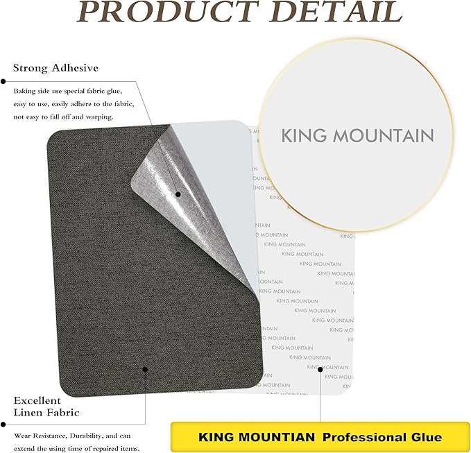 Fine Linen Fabric Patches, Self-Adhesive - 8x11 inch, 2 Pack, Multi Color, For Sofa & Clothes Repair (Dark Grey, 8" x 11" - 2PCS)