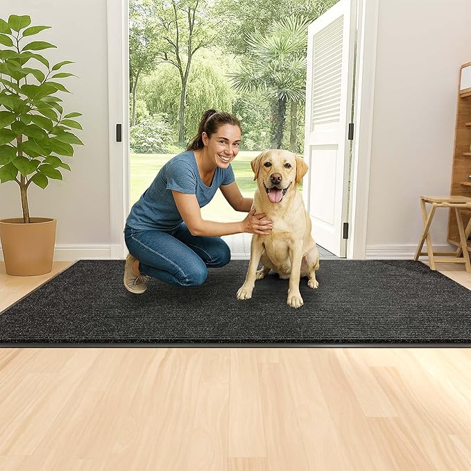 Front Door Mat Indoor Outdoor Entrance, 48" x 96" Dirt Resistant and Absorbent Door Mat, TPR Backing Non-Slip Doormats, Easy to Clean, Low Profile Welcome Floor Mat for Outside Entry