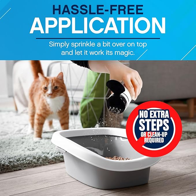 NonScents Cat Litter Deodorizer - Litter Box Odor Eliminator - Less Scooping Extends Kitty Litter Lifespan - Fragrance-Free Formula Eliminates Unpleasant Cat Odors - Fresh Scent Litter Pans (4-Pack)