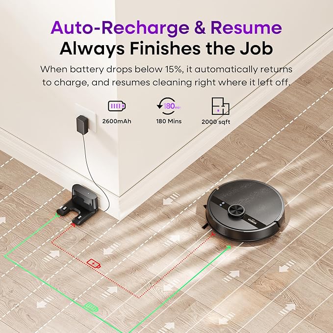 MONSGA Robot Vacuum and Mop Combo, 5000Pa Robotic Vacuum with Lidar Navigation, 180mins Runtime, Tangle-Free Robot Mop, 5 Editable Maps, APP/Remote/Voice Control, Ideal for Hard Floors and Carpets