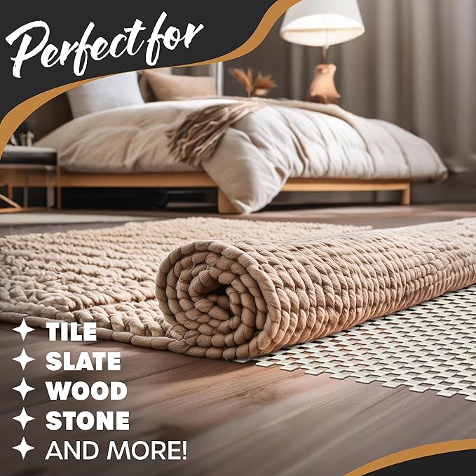 Nevlers 2 Ft x 3 Ft Rug Gripper Pad | Non Slip Rug Pads for Hardwood Floors & Other Surfaces | Open Weave PVC Foam Carpet Gripper Non Skid Pads | Customizable Nonadhesive Carpet Pad for Household Use