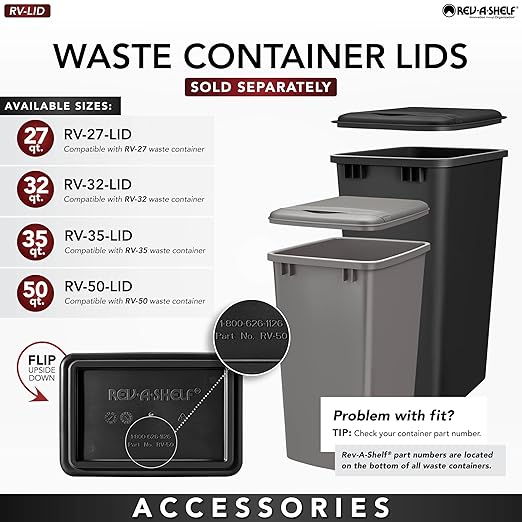 Rev-A-Shelf 53WC-1527SCDM-213 Double 27 Quart Pull-Out, Orion Gray