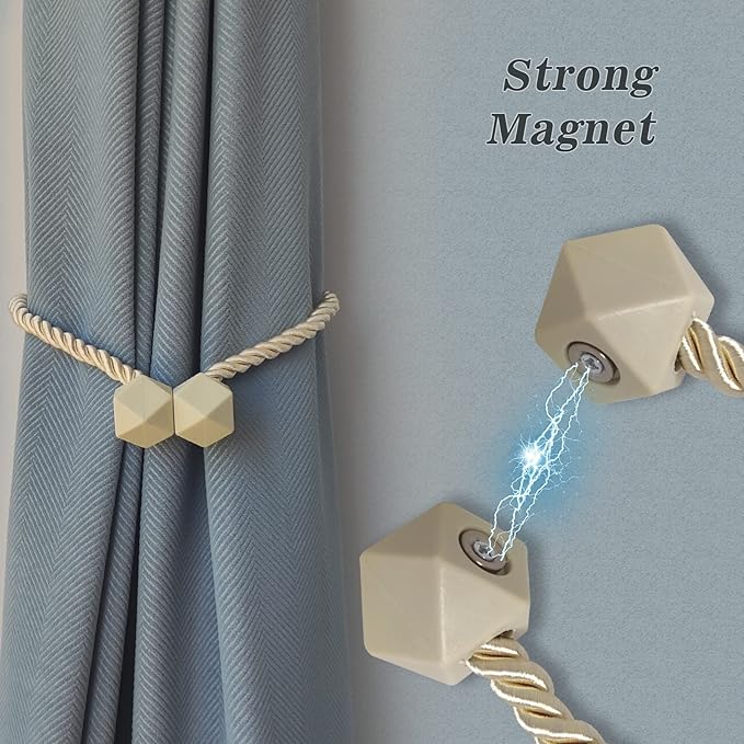 Hion Magnetic Curtain Tiebacks Golden 6 Pack, Curtain Tiebacks Buckles Holdbacks Holders Hooks Clip for Home Bedroom Office Decorative Thick or Thin Curtain