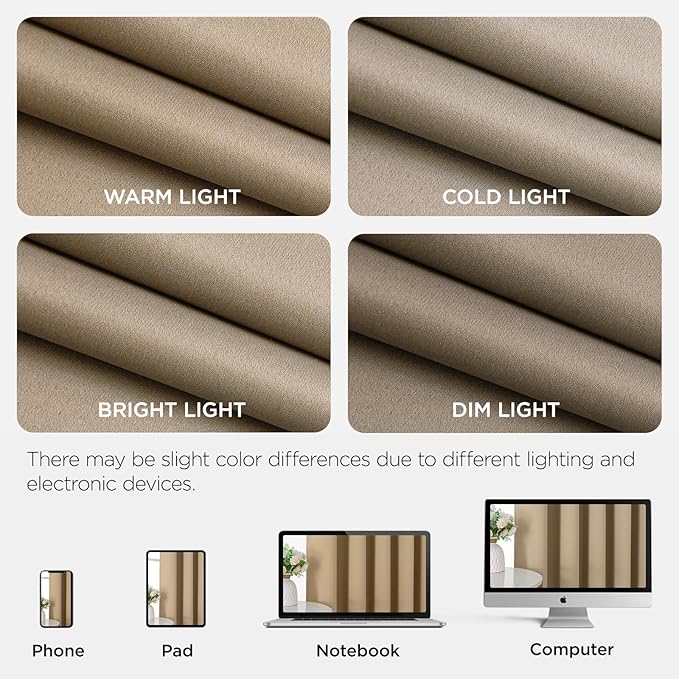 Joydeco Blackout Patio Sliding Door Curtains 84 Inches Long, Grommet Privacy Room Divider Curtains, Extra Wide Thermal Blackout Drapes for Bedroom Living Room (Light Beige, 70Wx84L, 1 Panel)