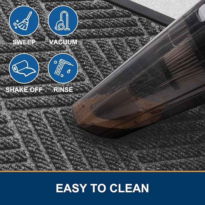 Smiry Front Door Mat Outside Entrance, Heavy Duty Outdoor Indoor Mat, Natural Rubber Doormat, Non Slip, Trap Dirt and Moisture, Easy Clean, Low Profile Patio Porch Entryway Mat, 71x47, Light Grey