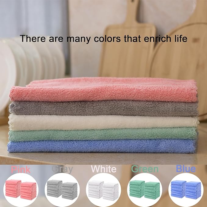 kimteny Kitchen Cloth Dish Towels, 13x28 Inches Premium Dishcloths, Super Absorbent Coral Velvet Microfiber Cleaning Cloths, Fast Drying Rags for Washing Dishes (13x28-12 Pack, Pink)