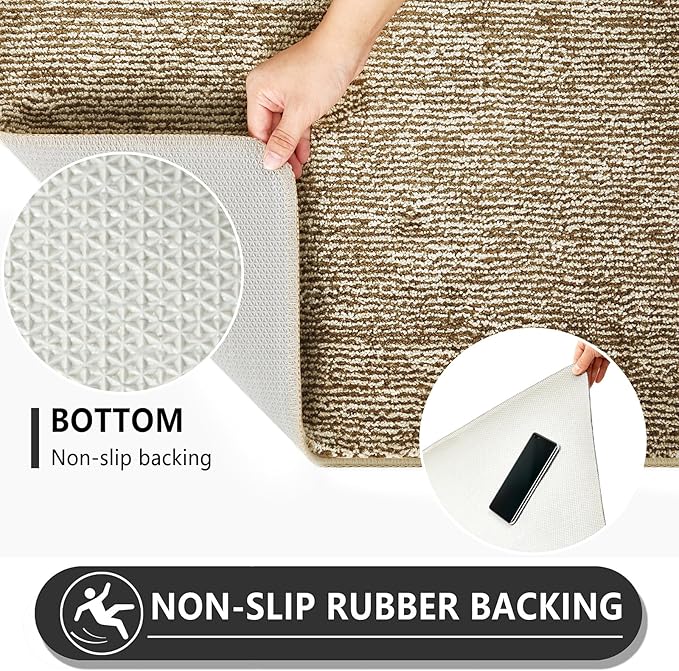 REFETONE Indoor Doormat, Front Door Mat 36"x59" Absorbent Rubber Backing Non Slip Back Door Mats, Washable Low-Profile Inside Floor Mat Door Rugs for Entryway, Resist Dirt Mud Mat for Dogs, Coffee