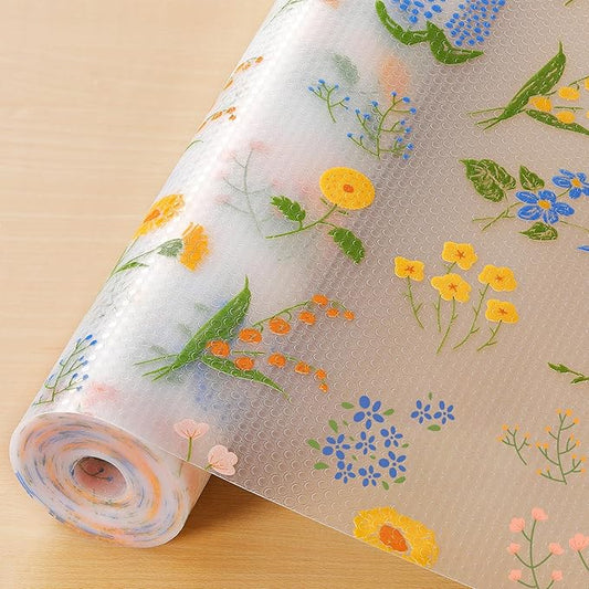 INNOLITES Non-Slip Shelf Liner – Cabinet & Drawer Liner Non-Adhesive – Waterproof Oil-Proof – Durable EVA with Floral for Kitchen Cabinets Refrigerator – BPA-Free, Easy to Cut 11.8" x 236"