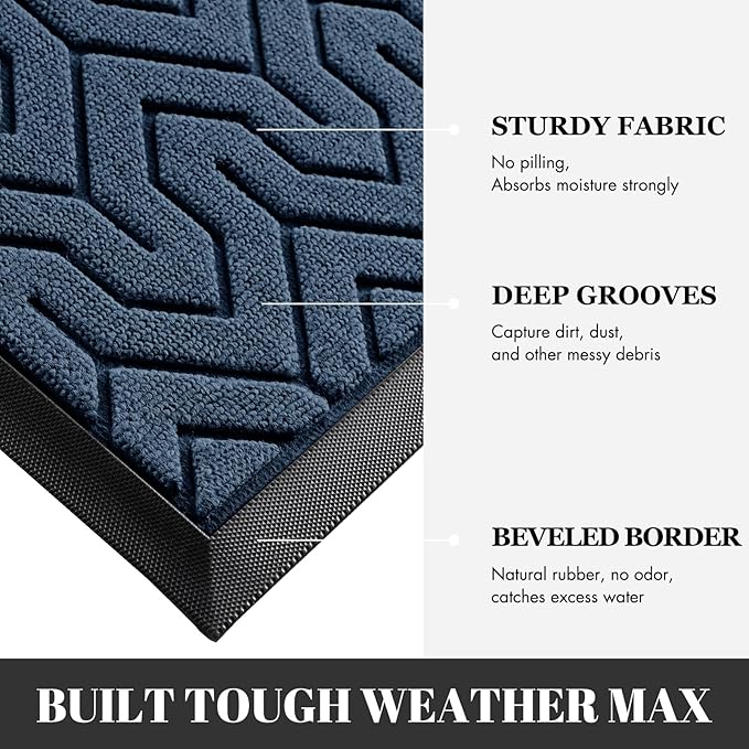 Yimobra 72x24 Indoor Outdoor Runner Rug, Heavy-Duty Waterproof Entrance Mat for High Traffic Areas, Commercial Grade Welcome Door Mat, Easy Clean, Blue