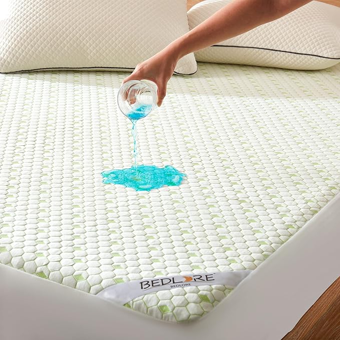 Waterproof Mattress Protector, King Size Mattress Pad Fitted 6"-18" Deep Pocket, 3D Air Fabric Breathable Bed Mattress Cover Noiseless Washable for Home, Bedroom, Hotel